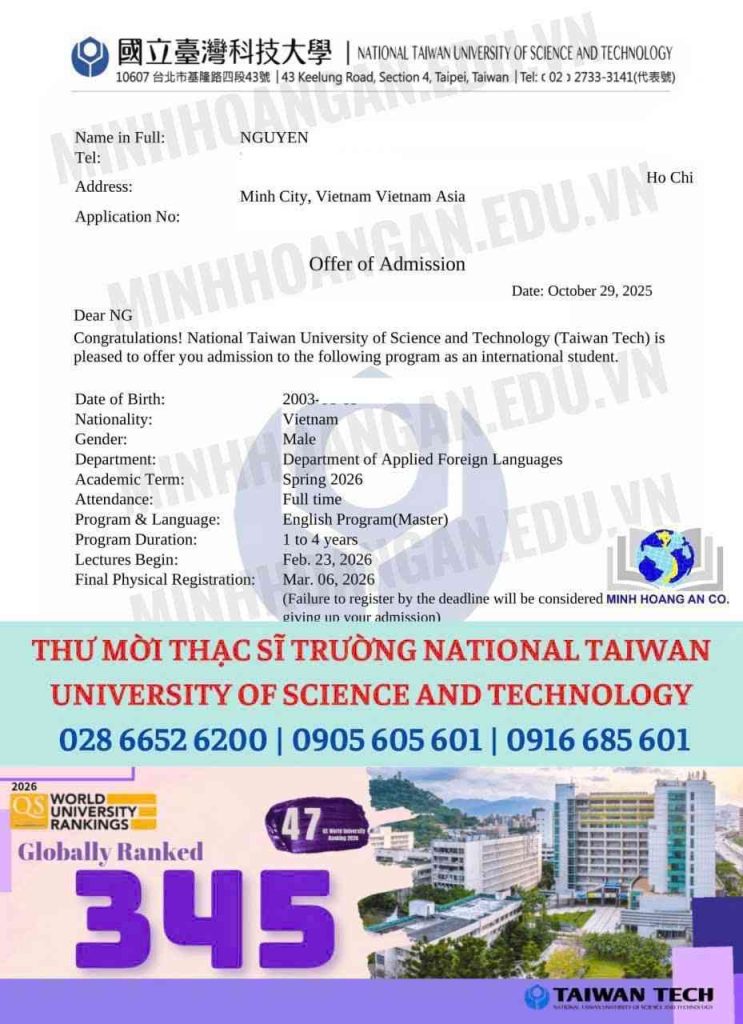 Thư mời Học bổng - Tham khảo 4